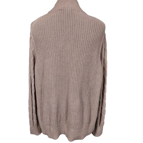 Banana Republic Sweater Womens Khaki Mock Neck Cable Knit Size Large - Picture 2 of 6